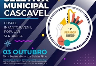 Secretaria de Cultura e Esportes abre inscrições às audições seletivas de Cascavel para a 16ª edição do Fermop