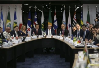 Os governadores, de São Paulo, João Doria, do Distrito Federal, Ibanez Rocha e do Rio de Janeiro, Wilson Witzel, participam da 5ª Reunião do Fórum de Governadores.