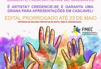 Artistas de Cascavel podem se inscrever até o dia 23 para apresentações remuneradas