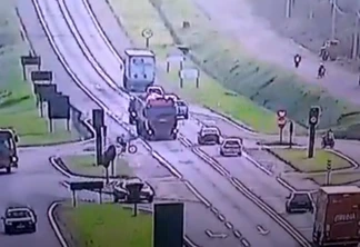 Câmeras registram acidente em que ciclista morreu na BR-277, em Cascavel; veja o vídeo
