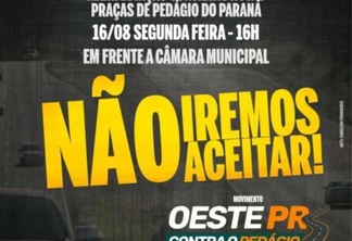 Movimento contra o pedágio entre Cascavel e Toledo marca manifestação para esta segunda-feira