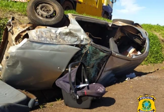 Cadeirinha salva vida de bebê de um ano em acidente no Paraná