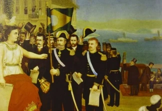 Alegoria à  Proclamação da República e à partida da família real.