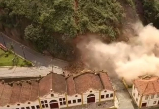 Parte de morro desliza sobre duas casas no centro de Ouro Preto