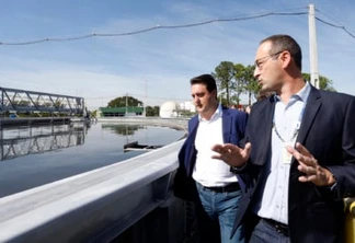 obras de ampliação da estação de tratamento de esgoto Belem, em Curitiba.