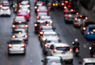 Busy crowded traffic jam on the road