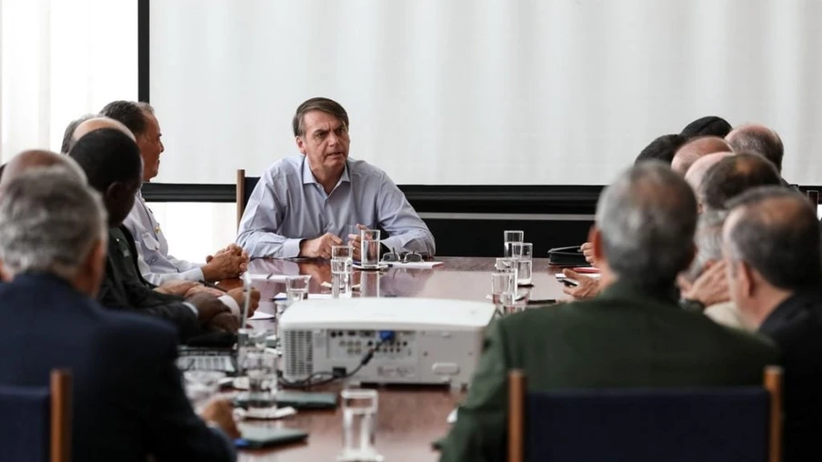 Presidente da República, Jair Bolsonaro, durante reunião sobre o Sistema de Proteção Social dos Militares