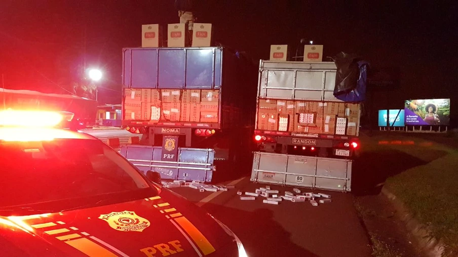 PRF apreende duas carretas carregadas com cigarros