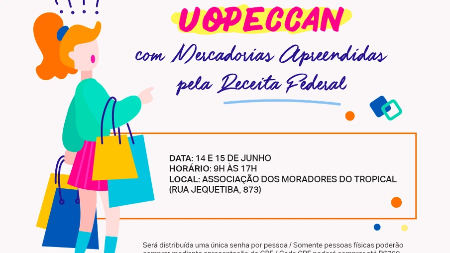 Uopeccan realiza bazar com mercadorias apreendidas pela Receita Federal