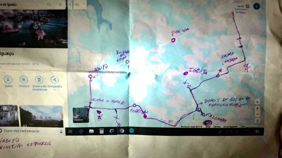 Mapa indica rota alternativa para desviar da fiscalização- Foto: Receita Federal 