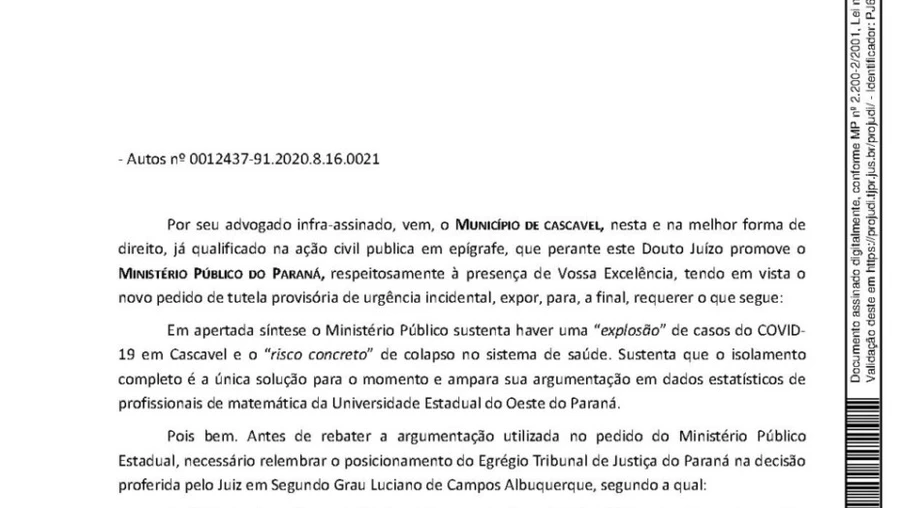 Prefeitura de Cascavel contesta dados em resposta ao Ministério Público