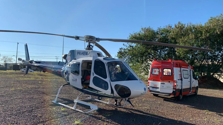 Paciente de Capitão é transferido para Cascavel de helicóptero do Consamu