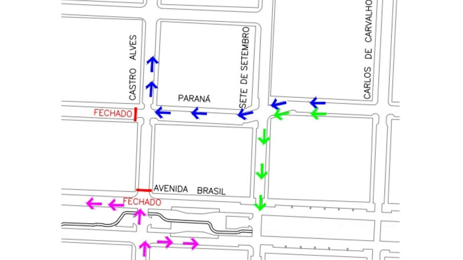 Atenção para interdição na Rua Paraná neste sábado e domingo