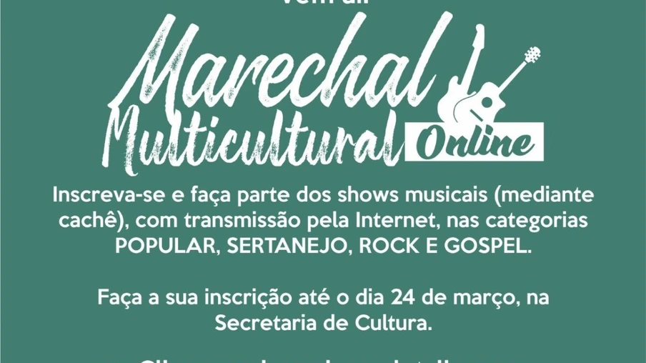 Marechal Multicultural Online está com as inscrições abertas