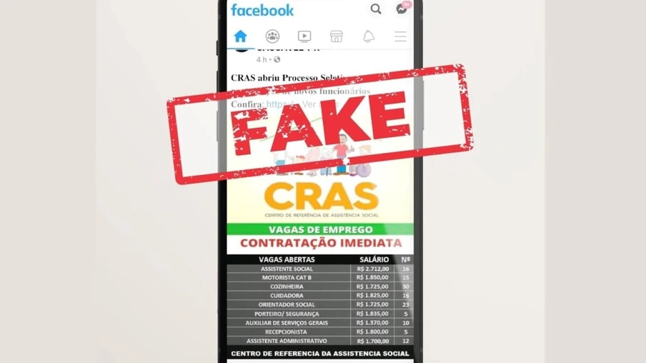 Fake news: notícia sobre preenchimento de vagas na assistência social é falsa