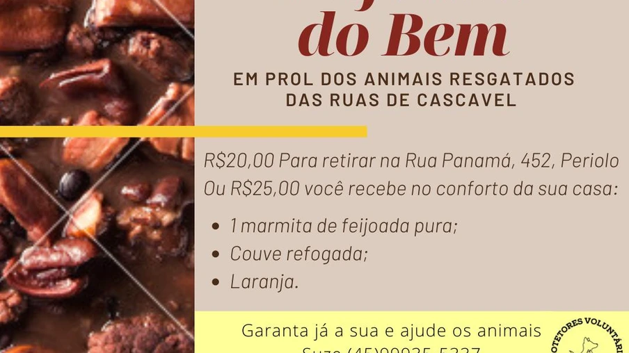 Feijoada do bem ajuda os animais resgatados das ruas