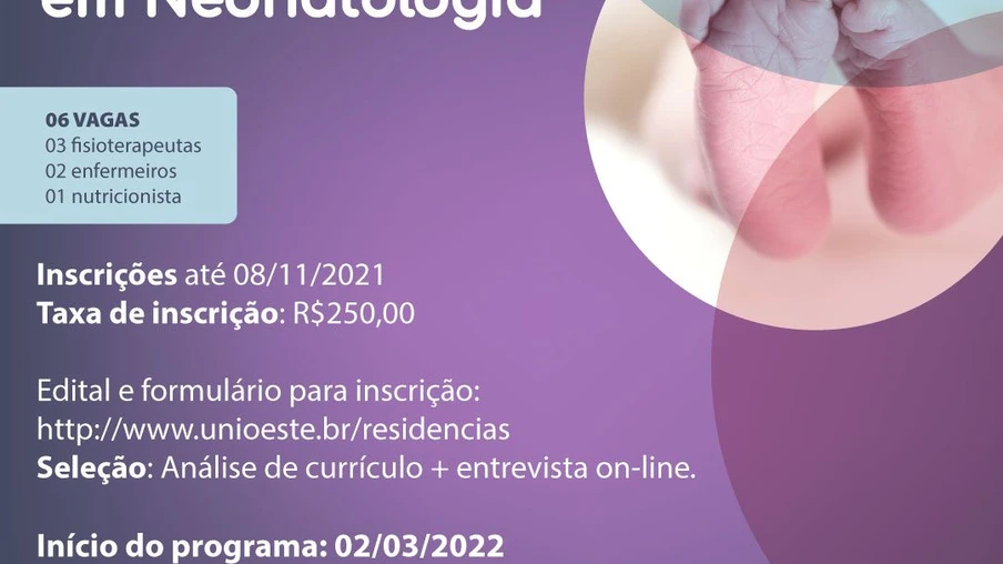 Huop tem inscrições abertas para nova Residência Multiprofissional em Neonatologia