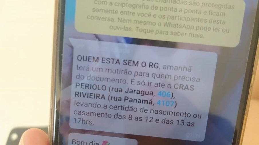 Mensagem sobre mutirão para fazer identidade nos Cras é fake