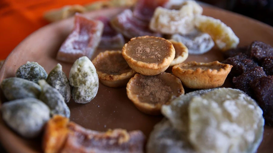 Doces típicos feitos pelas Mulheres Coralinas durante oficina de gastronomia.