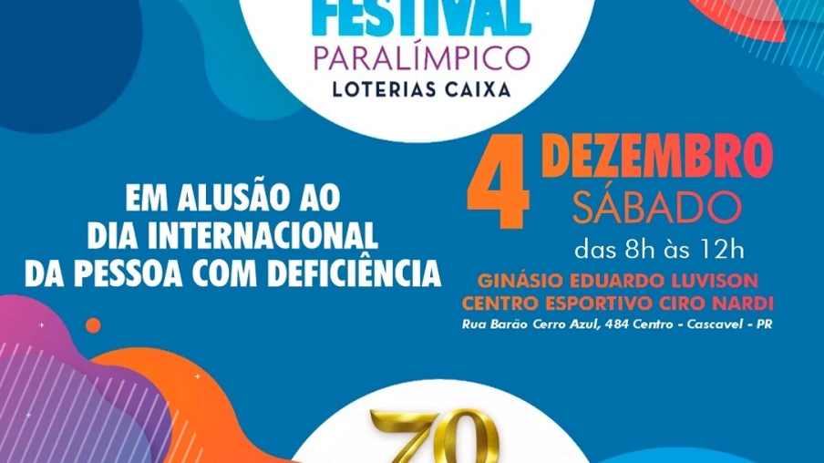 Cascavel terá Festival Paralímpico Brasileiro nesse sábado (4)