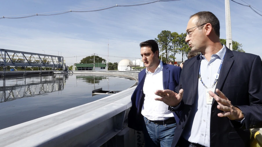 obras de ampliação da estação de tratamento de esgoto Belem, em Curitiba.