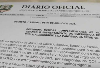 Novo decreto em Marechal autoriza funcionamento de escolas profissionalizantes, recreação infantil e afins até às 23h