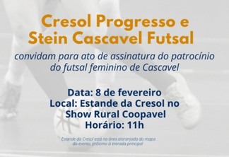 Cresol assina patrocínio para apoiar o Stein Futsal
