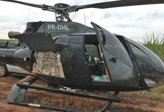 Helicóptero que transportava cocaína é apreendido em canavial em Presidente Prudente, interior paulista — Foto: Divulgação/PF-SP/ Arquivo