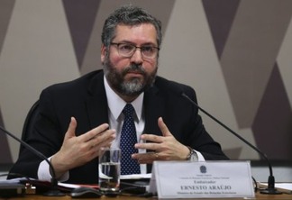 O ministro das Relações Exteriores, Ernesto Araújo, participa de audiência pública, na Comissão de Relações Exteriores do senado