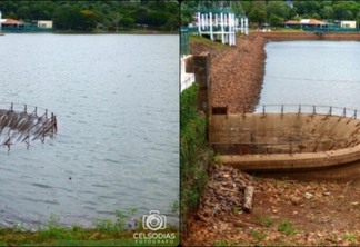 Composição feita por Celso Dias evidencia o esvaziamento do Lago Municipal - Foto: Celso Dias 