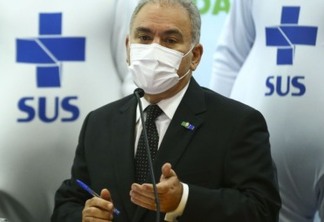 O ministro da Saúde, Marcelo Queiroga, durante o lançamento da campanha Mega Vacinação.