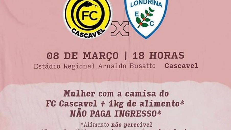 Mulheres não pagam ingresso no jogo do FC Cascavel neste domingo