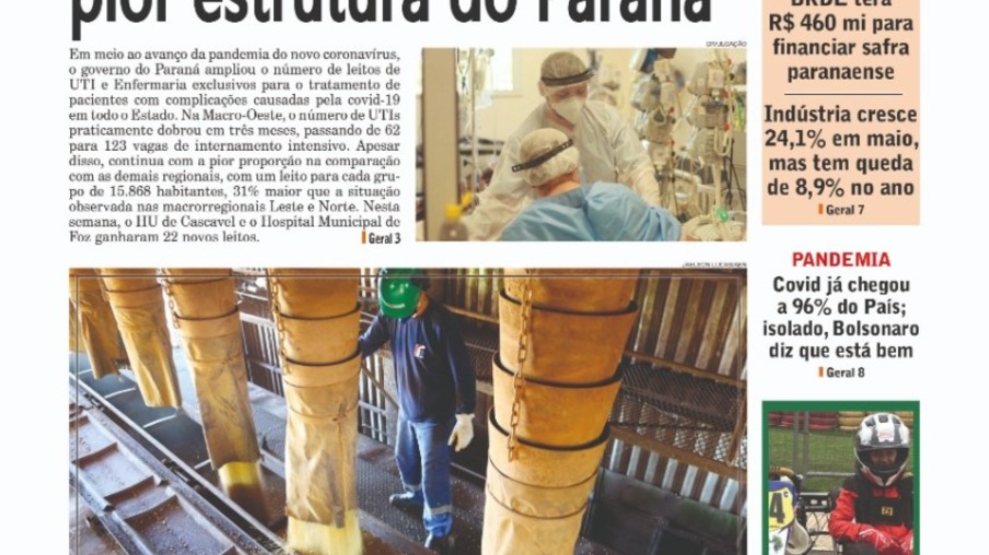 Edição do Jornal O Paraná do dia 9 de julho de 2020