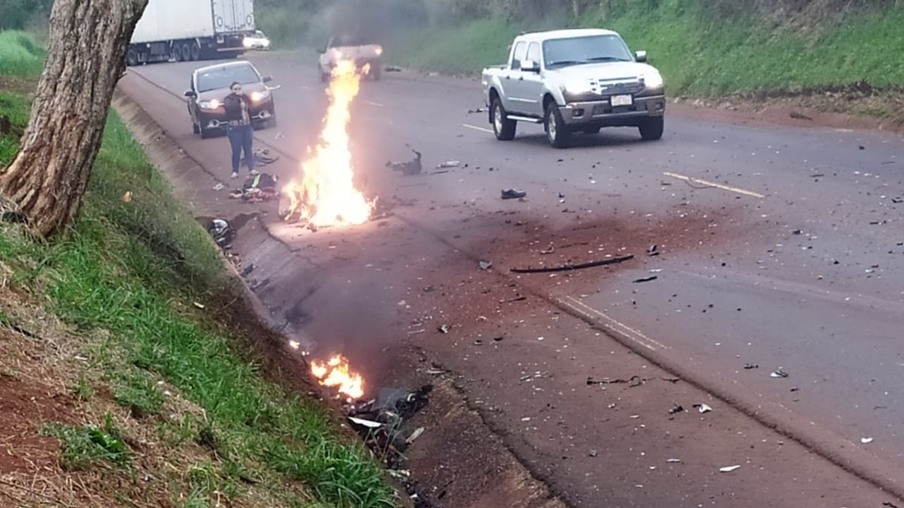 Motociclista morre em gravíssimo acidente entre São Pedro do Iguaçu e Toledo; veja vídeo