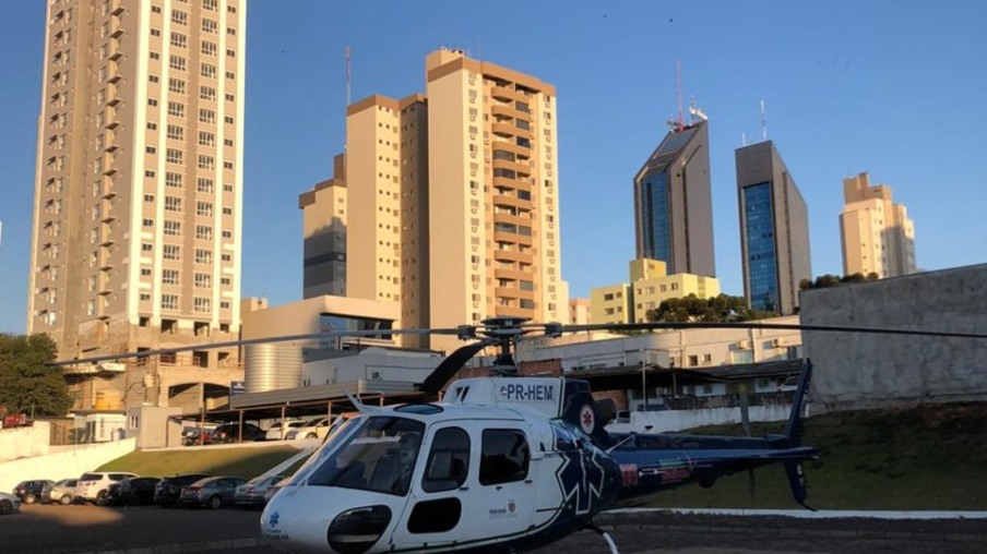Paciente infartado é transferido de Formosa para Cascavel no helicóptero do Consamu