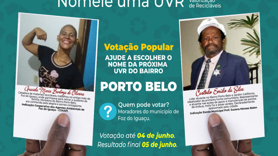 Meio Ambiente faz votação popular para escolher o nome da nova Unidade de Valorização de Recicláveis do bairro Porto Belo