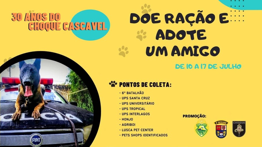 Choque Cascavel promove campanha "doe ração e adote um amigo"