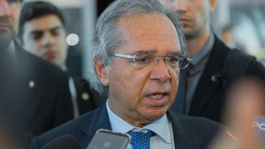 O ministro da Economia, Paulo Guedes, fala à imprensa- Foto: Gustavo Raniere/ASCOM/Ministério da Economia
