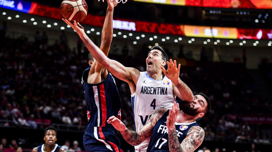 BEIJING, CHINA - SEPTEMBER 13:  #4 Luis Scola of Argentina shoots during the semi final march between Argentina and France of 2019 FIBA World Cup at the Cadillac Arena on September 13, 2019 in Beijing, China.  (Photo by Di Yin/Getty Images)
