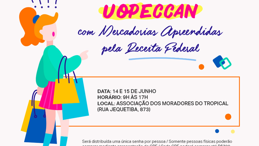 Uopeccan realiza bazar com mercadorias apreendidas pela Receita Federal