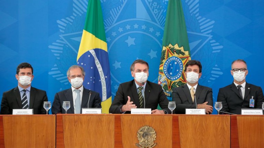 (Brasília - DF, 18/03/2020) Coletiva à Imprensa do Presidente da República, Jair Bolsonaro e Ministros de Estado.
Foto: Carolina Antunes/PR