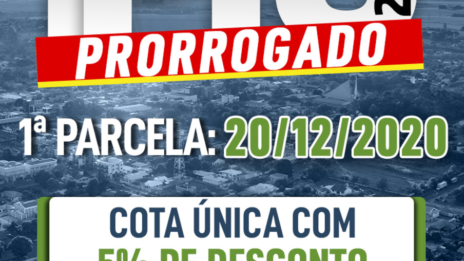 Santa Terezinha de Itaipu prorroga 1ª parcela do IPTU  e ISSQN para 20/12/2020