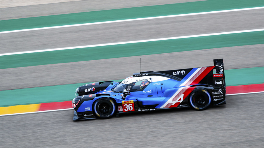 36 Lapierre Nicolas (fra), Negrao André (bra), Vaxivière Matthieu (fra), Alpine Elf Matmut, Alpine A480, action during a private tests session for the 2021 FIA World Endurance Championship season on the Motorland, Ciudad del Motor de Aragón, from February 12 to 15 in Alcaniz, Spain - Photo Florent Gooden / DPPI