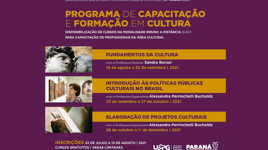 Estado oferece 3 mil vagas para cursos gratuitos de Extensão em Cultura