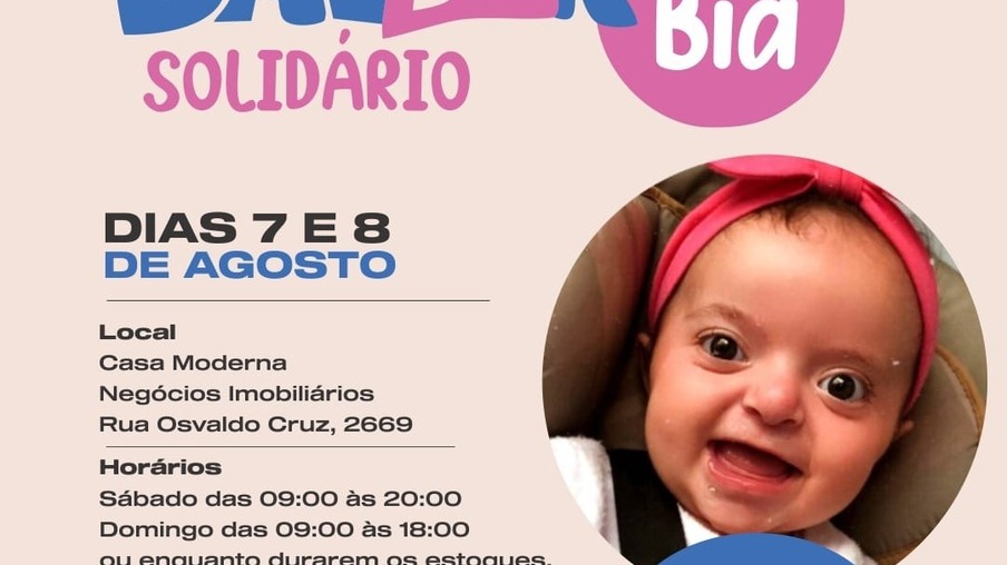 Bazar Solidário arrecada donativos para cirurgia de bebê com Síndrome de Apert