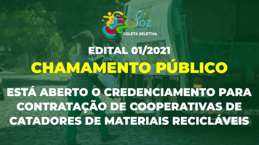 Prefeitura de Foz abre credenciamento para contratação de cooperativas de catadores de materiais recicláveis