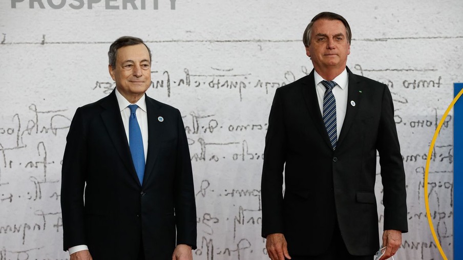(Roma - Itália, 30/10/2021) Presidente da República, Jair Bolsonaro é recebido pelo Primeiro-Ministro 
italiano, Mario Draghi.
Foto: Alan Santos/PR