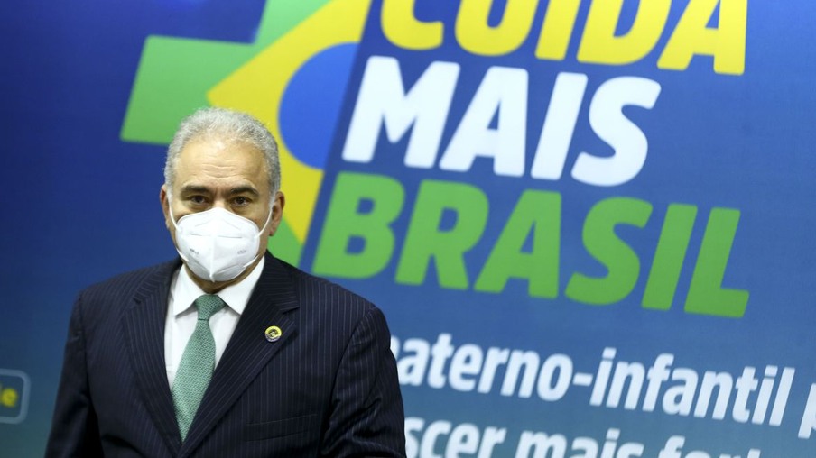 O ministro da Saúde, Marcelo Queiroga, durante o lançamento do programa Cuida Mais Brasil.