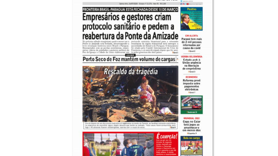 Jornal O Paraná | Edição do dia 16 de julho de 2020