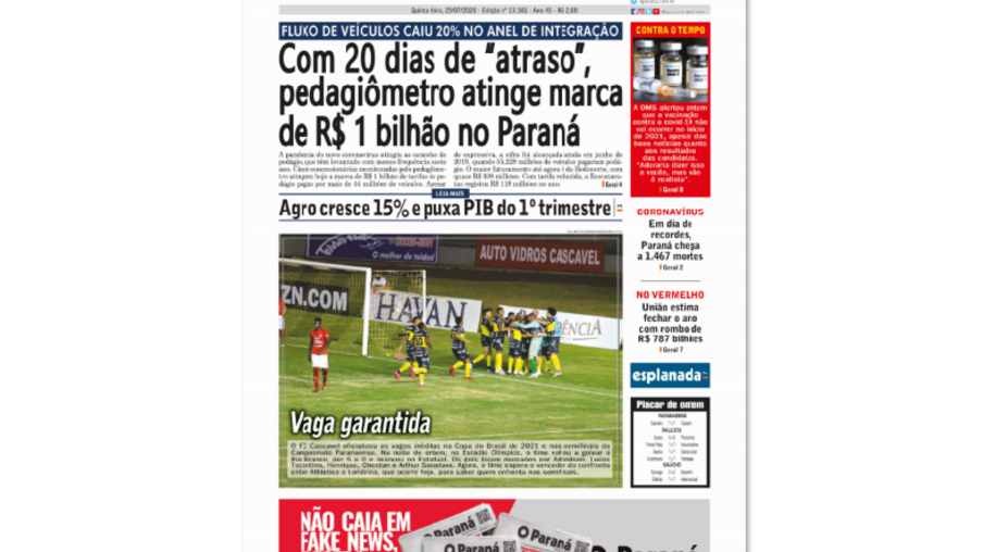 Jornal O Paraná | Edição do dia 23 de julho de 2020